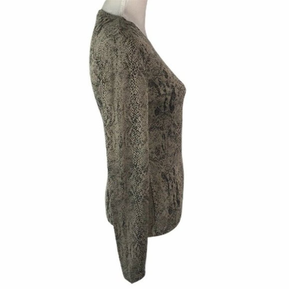 Philippe Adec Maille Beige Python Print Blouse - image 6